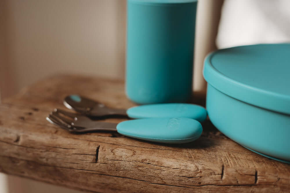 kids silicone plate and cutlery set