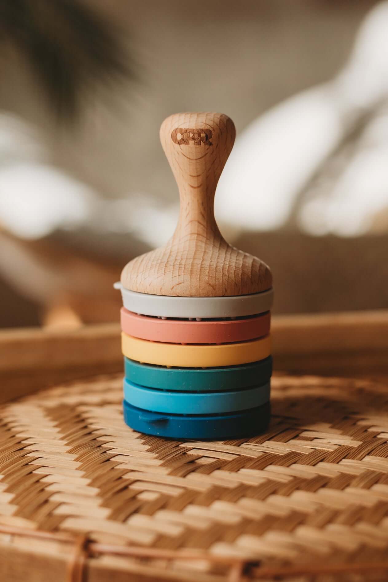 Under the Sea dough stamper set with wooden handle and six silicone stamps
