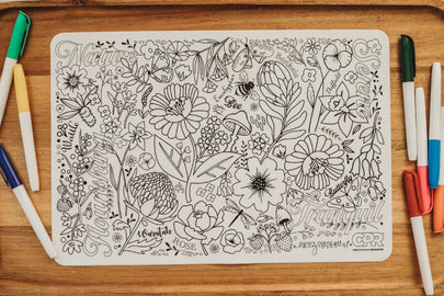silicone colouring mat with flower design