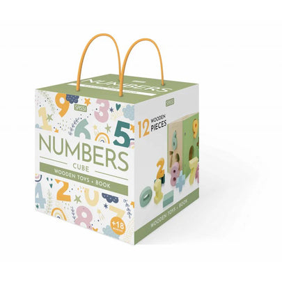 Sassi Wooden Numbers Cube & Book 18m+