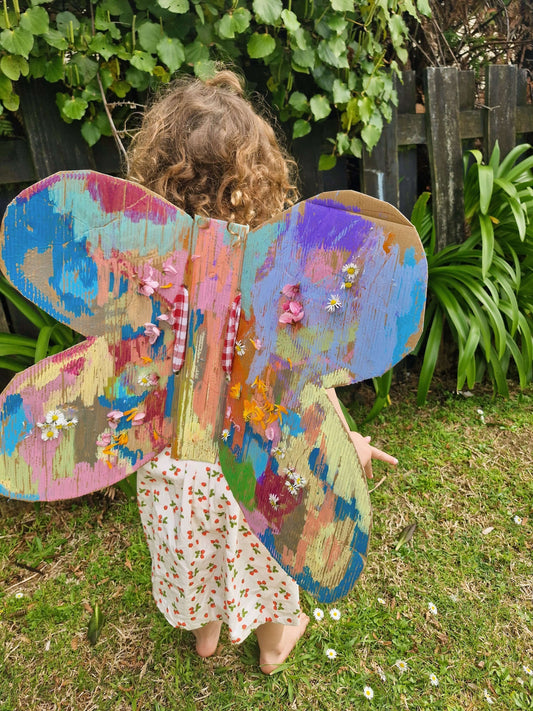 recycled cardboard cutout with colourful paint sticks project without the mess