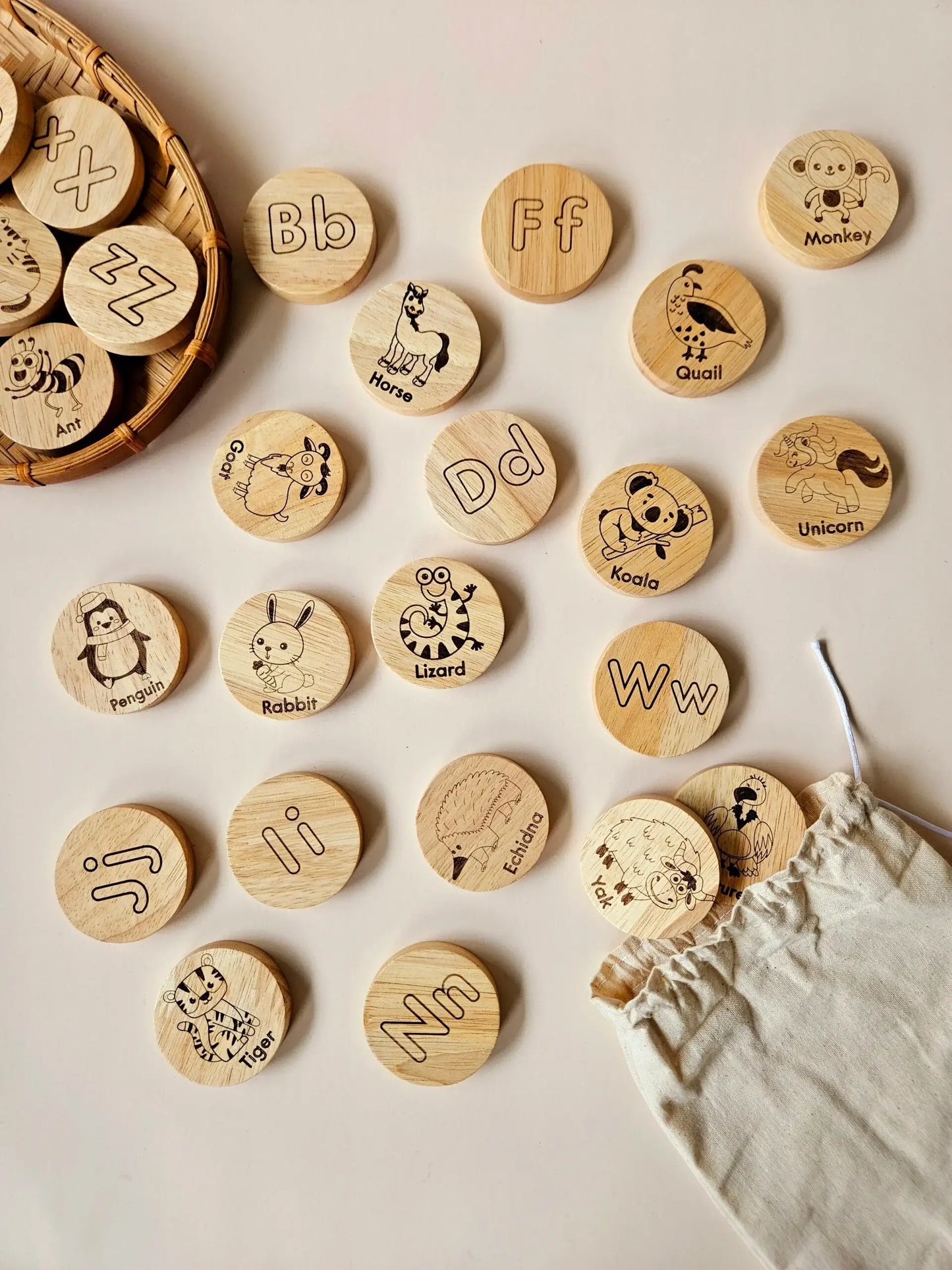 wooden animal alphabet set