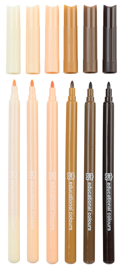 Master Skin Tone Markers Packet of 6 - www.creativeplayresources.com.au Educational Colours