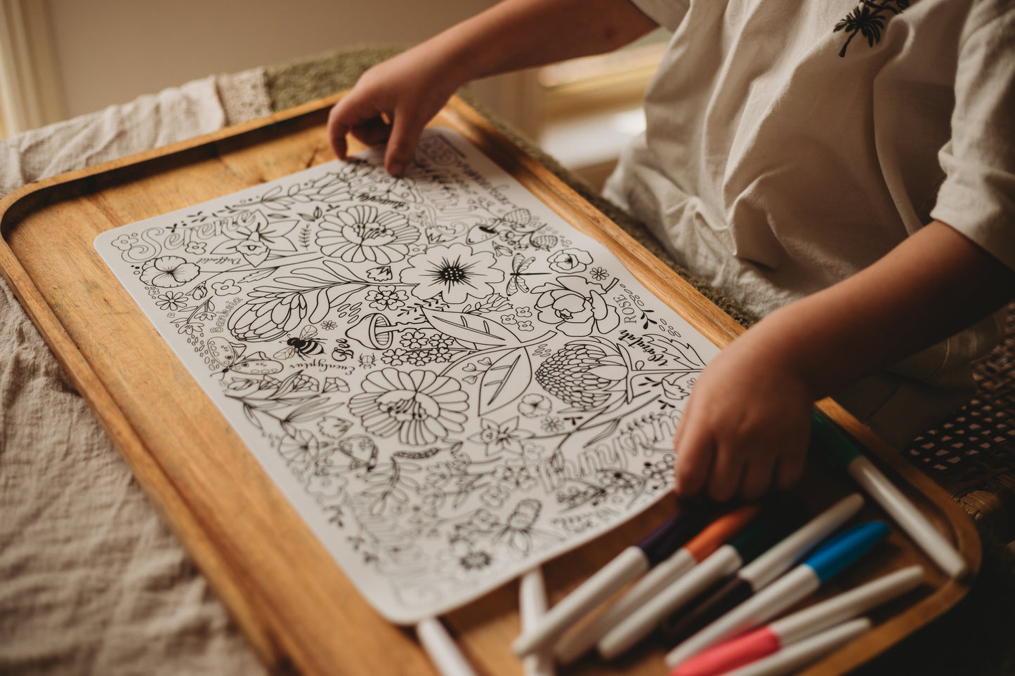 australian flora colouring mat