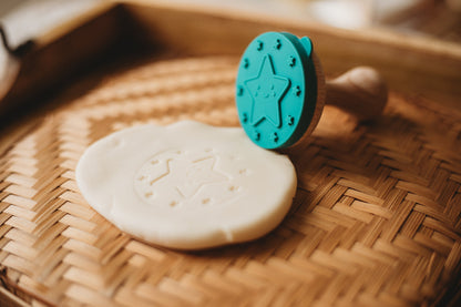 Silicone weather stamp used to imprint cookie dough