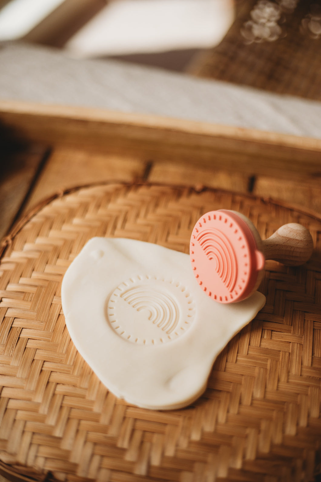 Eco-friendly playdough stampers made from wood and food-grade silicone