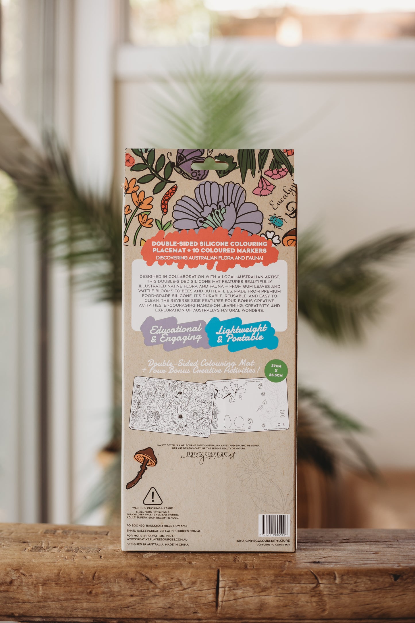 product packaging of australian flora colouring
