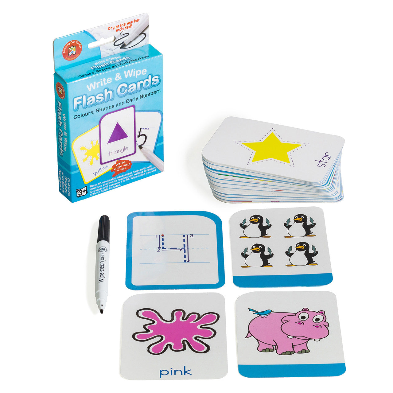 Write & Wipe Flash Cards Colour Shape Numbers