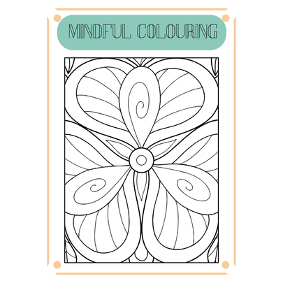Mindful Colouring page design with intricate patterns for relaxation and creativity.