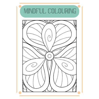 Mindful Colouring page design with intricate patterns for relaxation and creativity.