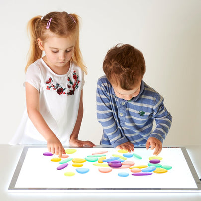 Clear Junior Rainbow Pebbles Jar of 36 - www.creativeplayresources.com.au