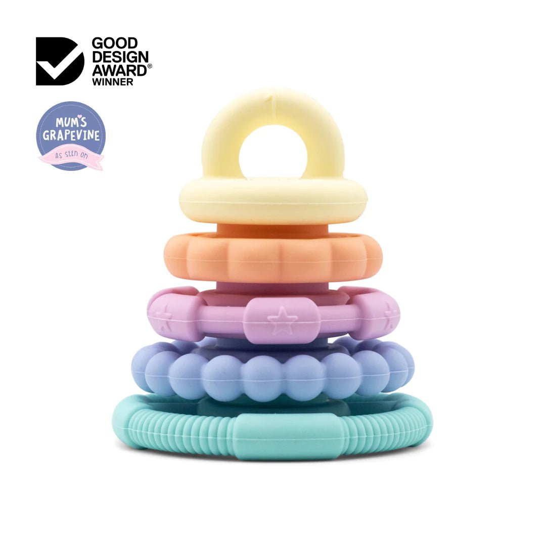 Jellystone Designs - Rainbow Stacker and Teether Toy (Pastel colour) - www.creativeplayresources.com.au