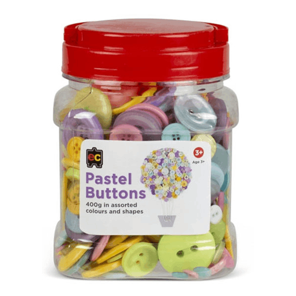 Pastel Buttons Assorted Jar 400grams - www.creativeplayresources.com.au