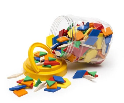 Plastic Pattern blocks 250pcs In Storage Jar - www.creativeplayresources.com.au