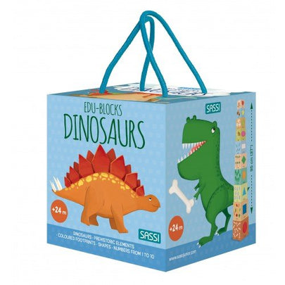 Sassi Edu Dinosaurs Blocks & Book Set, 10 pcs - www.creativeplayresources.com.au