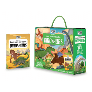 Sassi Travel, Learn and Explore - Puzzle and Book Set - Dinosaurs, 205 pcs - www.creativeplayresources.com.au