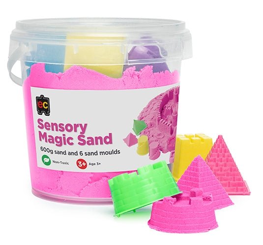 Sensory Magic Sand with Moulds 600g Tub Pink - www.creativeplayresources.com.au